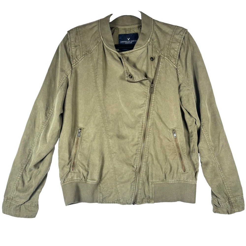 American Eagle Utility Jacket Women's Large Bomber Military Green Zip Gorpcore